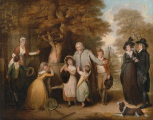 The Benevolent Heir Or The Tenant Restored To His Family by William Redmore Bigg Oil Painting