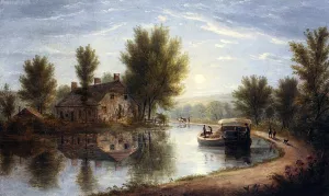 Canal Scene, Susquehanna River painting by William Rickarby Miller