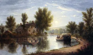 Canal Scene, Susquehanna River by William Rickarby Miller Oil Painting
