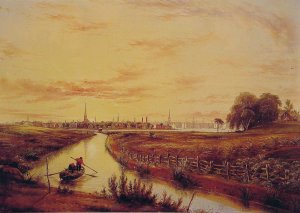 New York from Hoboken by William Rickarby Miller Oil Painting