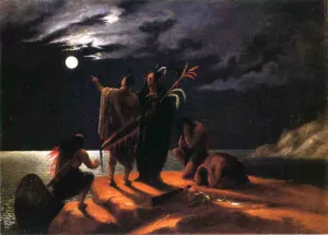 Indians Experiencing a Lunar Eclipse by William Rimmer - Oil Painting Reproduction