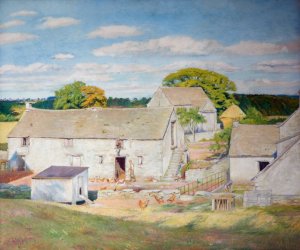 Oakridge Farm - Late Summer by William Rothenstein Oil Painting