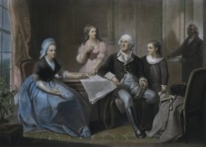 Christian Schussele, Washington and His Family by William Sartain Oil Painting