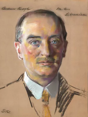 Andrew Keogh, M.A. 1904, Librarian 1916- by William Sergeant Kendall Oil Painting