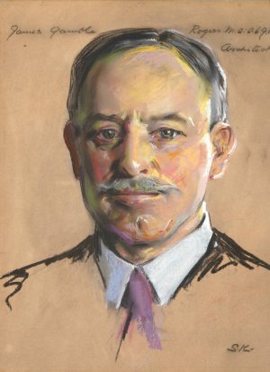 James Gamble Rogers B.A. 1889, 21h, Consulting Architect 1920 by William Sergeant Kendall Oil Painting