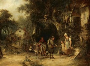 The Rabbit Man by William Shayer Oil Painting