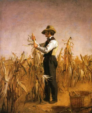 Long Island Farmer Husking Corn by William Sidney Mount - Oil Painting Reproduction