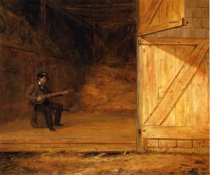 The Banjo Player in the Barn by William Sidney Mount Oil Painting