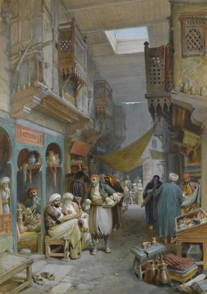Bazaar, Suez by William Simpson Oil Painting