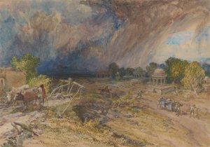 Dust Storm Coming On, near Jeypore, Rajpootana by William Simpson Oil Painting