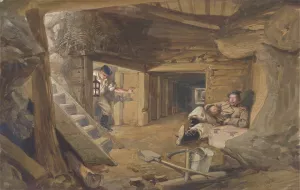 Mine in the Bastion du Mat, Sebastopol, Crimea Oil painting by William Simpson