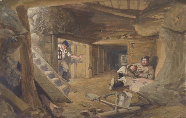 Mine in the Bastion du Mat, Sebastopol, Crimea  by William Simpson - Hand-Painted Oil Painting Reproduction