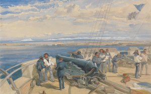 Sebastopol from the Sea, Sketched from the Deck of H. M. S. Sidon, Feb. 1855 by William Simpson Oil Painting
