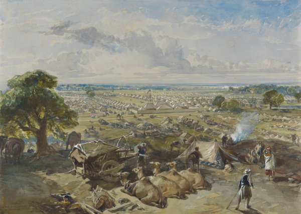 The Governor-General's and Commander-in-Chief's Camp at Jalandhar, 1 Febuary 1860  by William Simpson - Hand-Painted Oil Painting Reproduction