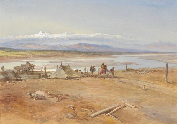 The River Chenab, Punjab  by William Simpson - Hand-Painted Oil Painting Reproduction