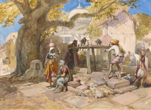 The Village Well by William Simpson Oil Painting