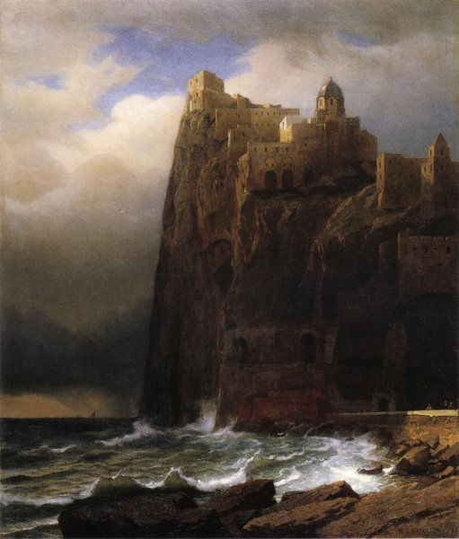 Coastal Cliffs also known as Ischia by William Stanley Haseltine - Hand-Painted Oil Painting Reproduction