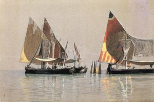 Italian Boats, Venice Oil painting by William Stanley Haseltine