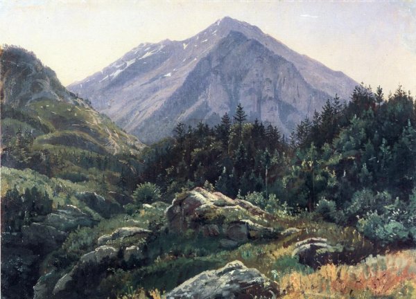 Mountain Scenery, Switzerland by William Stanley Haseltine - Hand-Painted Oil Painting Reproduction