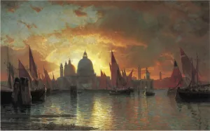 Santa Maria della Salute, Sunset by William Stanley Haseltine - Oil Painting Reproduction