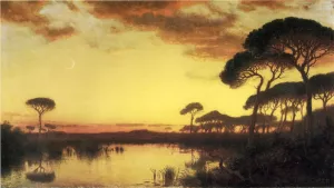 Sunset Glow, Roman Campagna by William Stanley Haseltine Oil Painting