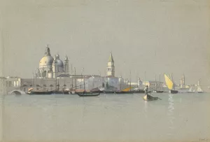View across the Giudecca Canal toward the Salute and the Campanile of San Marco Oil painting by William Stanley Haseltine