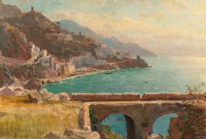View of the Amalfi Coast, Italy by William Stanley Haseltine Oil Painting