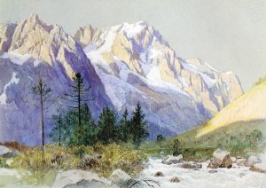 Wetterhorn from Grindelwald, Switzerland Oil painting by William Stanley Haseltine