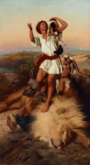 David's First Victory by William Strutt Oil Painting