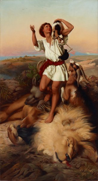 David's First Victory  by William Strutt - Hand-Painted Oil Painting Reproduction