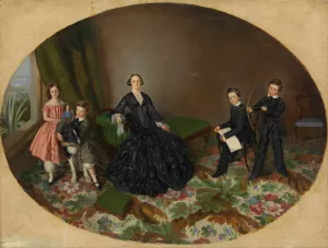 Maria Elizabeth O'Mullane and her children Oil painting by William Strutt