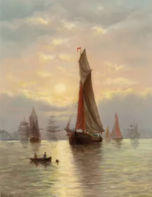 Harbor Scene by William Torgerson Oil Painting