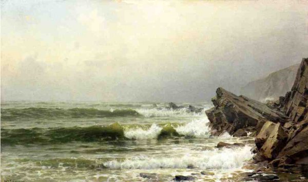 A Misty Morning on the Channel Coast, England by William Trost Richards - Hand-Painted Oil Painting Reproduction