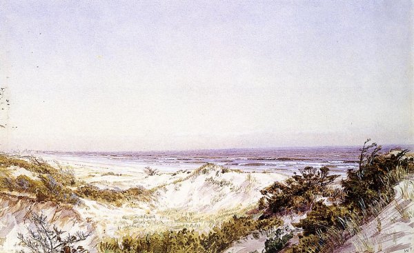 Main Product Photo of Atlantic City - Beach Dunes and Grass Painting by William Trost Richards