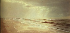 Beach with Sun Drawing Water Oil painting by William Trost Richards