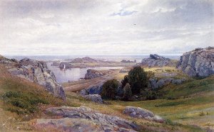 Coast with Sailboat, Newport Oil painting by William Trost Richards