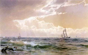 Coastal Scene with Sailboats by William Trost Richards - Oil Painting Reproduction