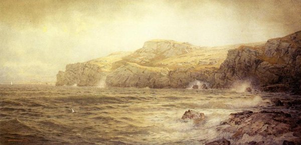 Conanicut Island from Gray Cliff, Newport by William Trost Richards - Hand-Painted Oil Painting Reproduction