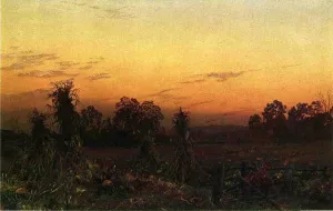 Corn Shocks and Pumpkins painting by William Trost Richards