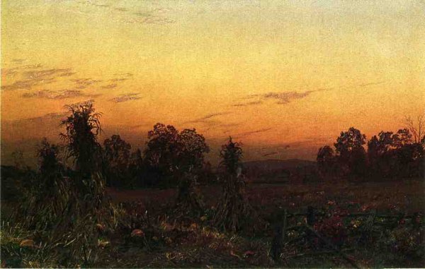 Corn Shocks and Pumpkins by William Trost Richards - Hand-Painted Oil Painting Reproduction