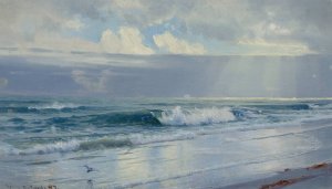 Crashing Waves Along the Seashore by William Trost Richards Oil Painting