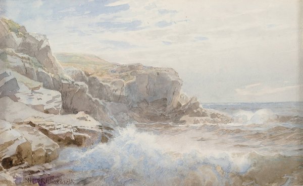 Main Product Photo of Crashing Waves  Painting by William Trost Richards