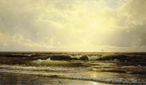 Main Product Photo of Distant Sails at Dusk Painting by William Trost Richards