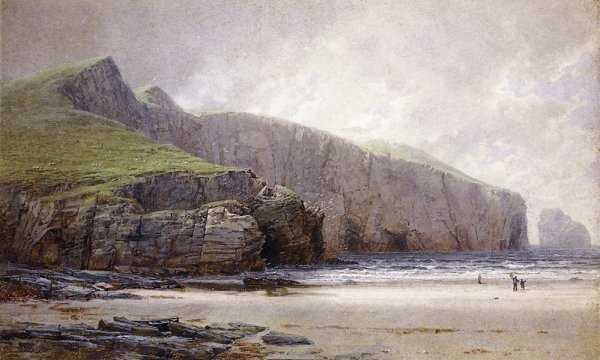 Main Product Photo of Fisherman on the Shore, Trebarwith Strand, Cornwall Painting by William Trost Richards