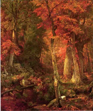 Forest Interior in Autumn by William Trost Richards - Oil Painting Reproduction