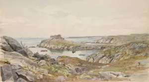 Fort Dumpling, Narragansett Bay Oil painting by William Trost Richards