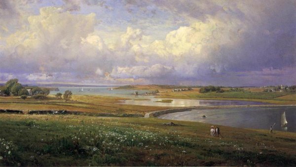 Main Product Photo of Mackerel Cove, Jamestown, Rhode Island Painting by William Trost Richards