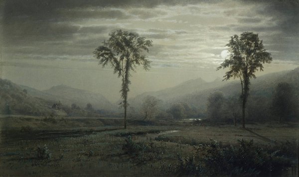 Main Product Photo of Moonlight on Mount Lafayette, New Hampshire  Painting by William Trost Richards