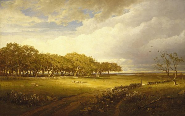 Main Product Photo of Old Orchard at Newport Painting by William Trost Richards