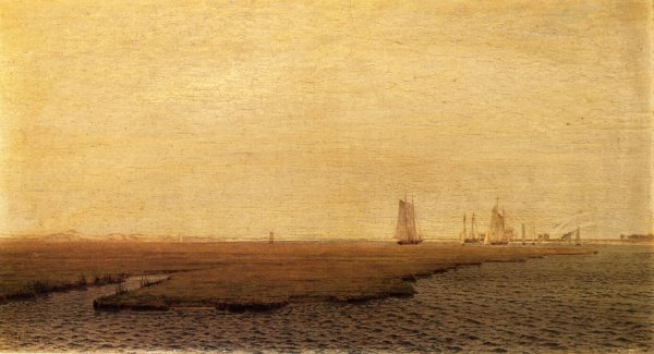 Main Product Photo of Ships in the Inlet, Atlantic City Painting by William Trost Richards